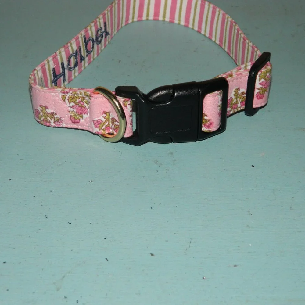 Mark & Graham Block Print Dog Pink Collar 